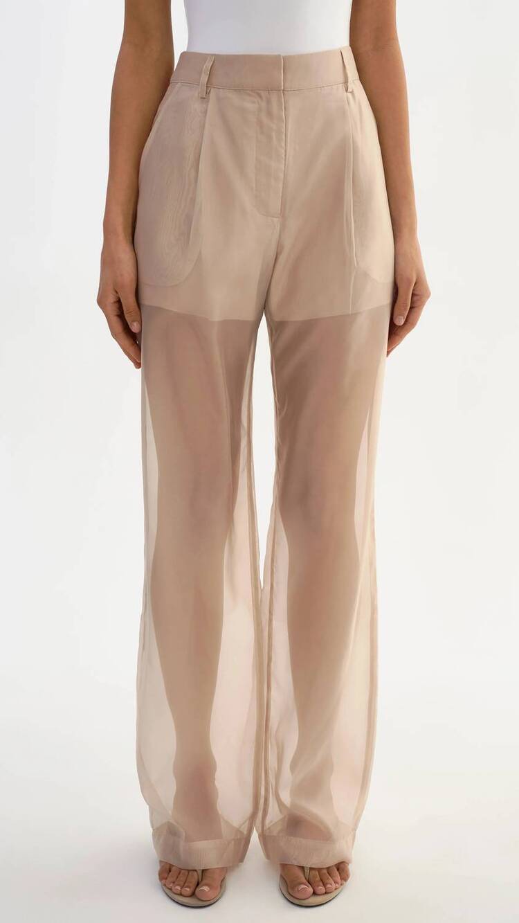 NEW LAMARQUE aloma sheer organza pants in beige